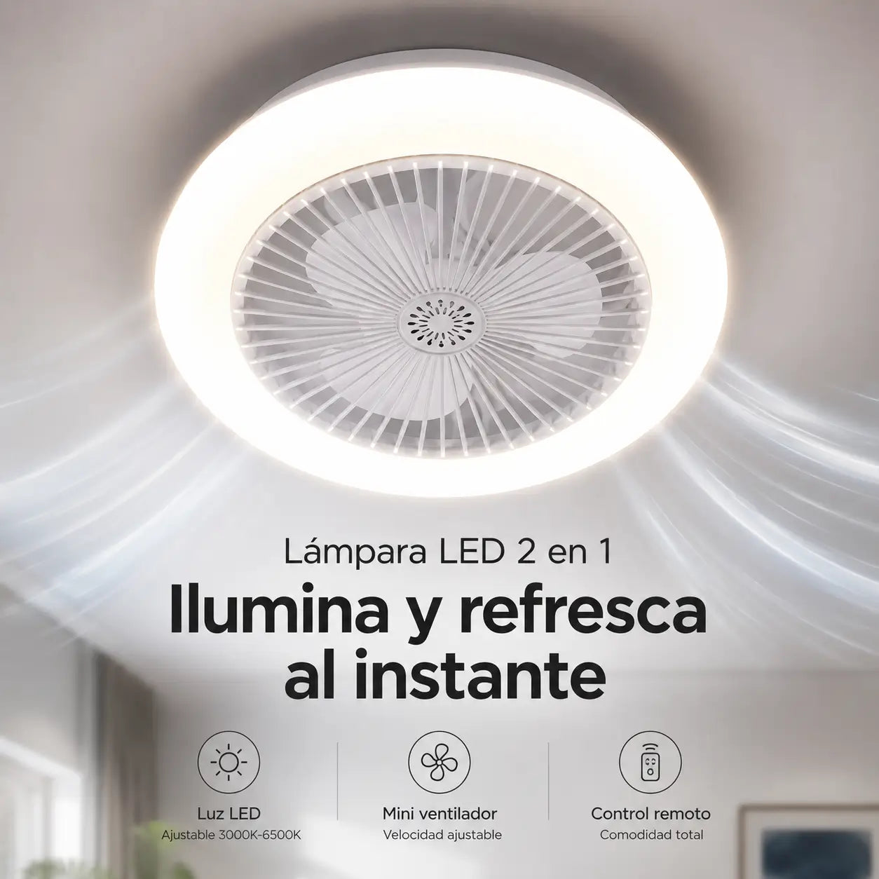 Lampara LED de techo 2 en 1 "LumiVent"